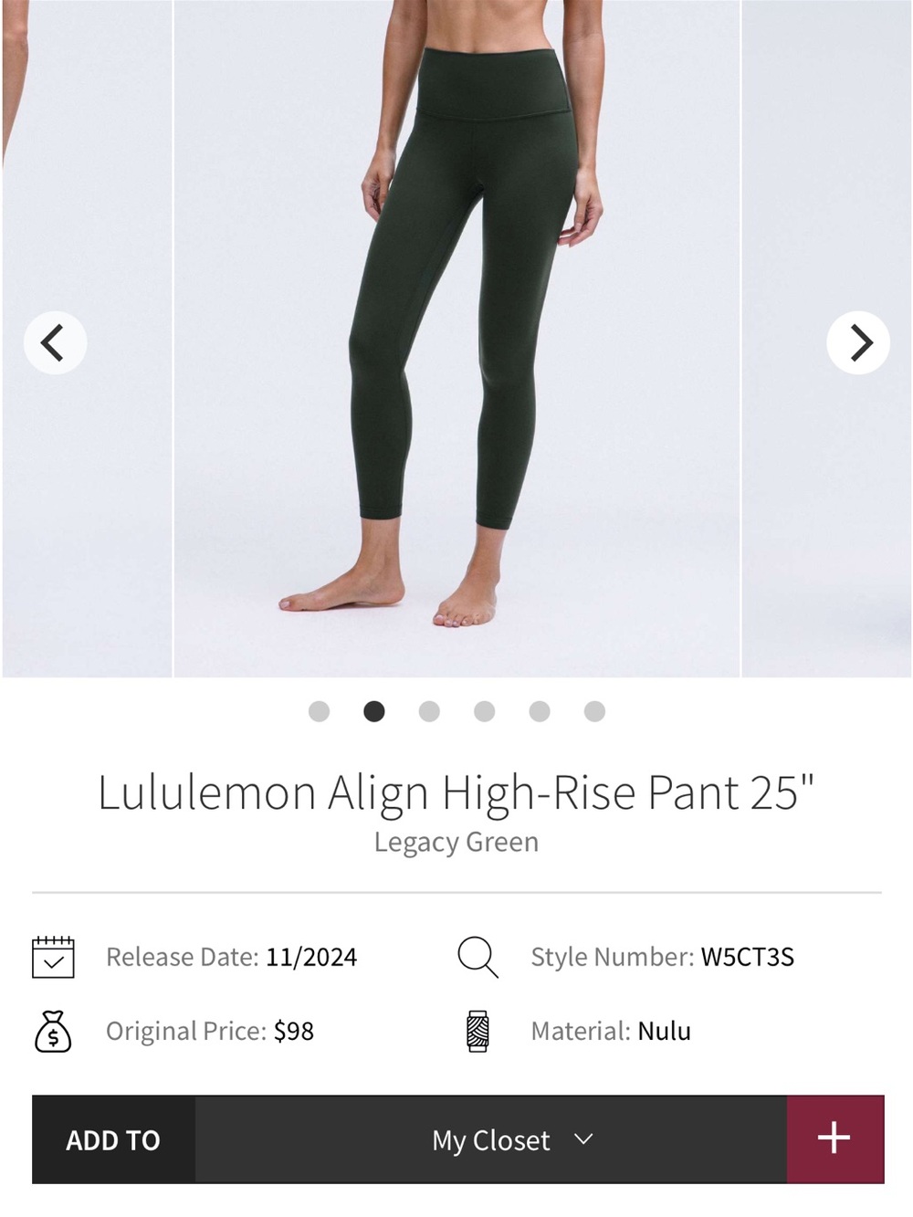 lululemon athletica Align High-Rise 25" Leggings - Legacy Green